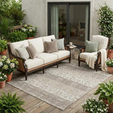 5' X 8' Beige And Brown Oriental Washable Indoor Outdoor Area Rug