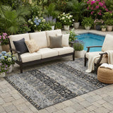 5' X 8' Black And Graphite Oriental Washable Indoor Outdoor Area Rug