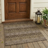 3' X 5' Chocolate And Brown Oriental Washable Indoor Outdoor Area Rug
