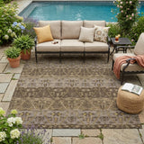 5' X 8' Chocolate And Brown Oriental Washable Indoor Outdoor Area Rug