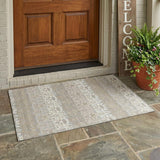 3' X 5' Ivory And Silver Oriental Washable Indoor Outdoor Area Rug