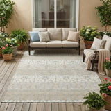 5' X 8' Ivory And Silver Oriental Washable Indoor Outdoor Area Rug