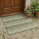 3' X 5' Olive Green And Green Oriental Washable Indoor Outdoor Area Rug