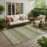 5' X 8' Olive Green And Green Oriental Washable Indoor Outdoor Area Rug
