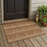 3' X 5' Orange And Brown Oriental Washable Indoor Outdoor Area Rug