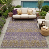 5' X 8' Plum And Purple Oriental Washable Indoor Outdoor Area Rug