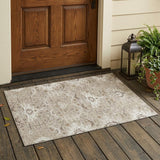 3' X 5' Beige And Brown Oriental Washable Indoor Outdoor Area Rug