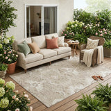 5' X 8' Beige And Brown Oriental Washable Indoor Outdoor Area Rug