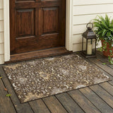 3' X 5' Chocolate And Brown Oriental Washable Indoor Outdoor Area Rug