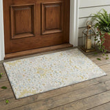 3' X 5' Ivory And Linen Oriental Washable Indoor Outdoor Area Rug
