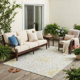5' X 8' Ivory And Linen Oriental Washable Indoor Outdoor Area Rug