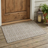 3' X 5' Beige And Brown Striped Washable Indoor Outdoor Area Rug