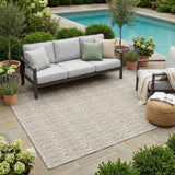 5' X 8' Beige And Brown Striped Washable Indoor Outdoor Area Rug