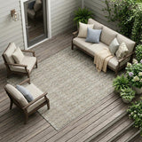 8' X 10' Beige And Brown Striped Washable Indoor Outdoor Area Rug