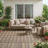5' X 8' Chocolate And Brown Striped Washable Indoor Outdoor Area Rug