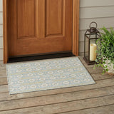 3' X 5' Ivory And Silver Striped Washable Indoor Outdoor Area Rug