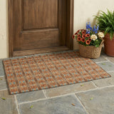 3' X 5' Orange And Teal Blue Striped Washable Indoor Outdoor Area Rug