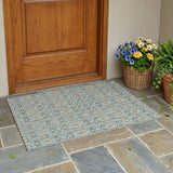 3' X 5' Teal Blue And Silver Striped Washable Indoor Outdoor Area Rug