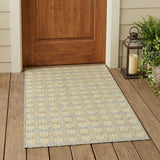 3' X 5' Wheat And Gold Striped Washable Indoor Outdoor Area Rug