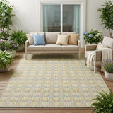 5' X 8' Wheat And Gold Striped Washable Indoor Outdoor Area Rug