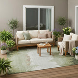 5' X 8' Green And Ivory Floral Washable Indoor Outdoor Area Rug
