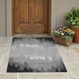 3' X 5' Gray And Silver Floral Washable Indoor Outdoor Area Rug