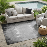 5' X 8' Gray And Silver Floral Washable Indoor Outdoor Area Rug