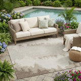 5' X 8' Ivory And Beige Floral Washable Indoor Outdoor Area Rug