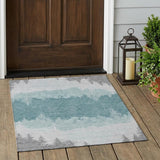 3' X 5' Silver And Gray Floral Washable Indoor Outdoor Area Rug