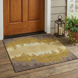 3' X 5' Walnut And Gold Floral Washable Indoor Outdoor Area Rug