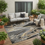 5' X 8' Black And Graphite Abstract Washable Indoor Outdoor Area Rug