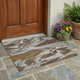 3' X 5' Chocolate And Brown Abstract Washable Indoor Outdoor Area Rug