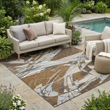 5' X 8' Chocolate And Brown Abstract Washable Indoor Outdoor Area Rug