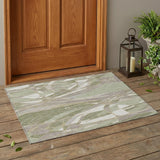 3' X 5' Green And Ivory Abstract Washable Indoor Outdoor Area Rug