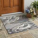 3' X 5' Gray And Graphite Abstract Washable Indoor Outdoor Area Rug