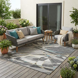 5' X 8' Gray And Graphite Abstract Washable Indoor Outdoor Area Rug