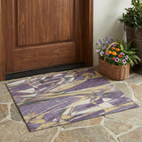 3' X 5' Plum And Purple Abstract Washable Indoor Outdoor Area Rug