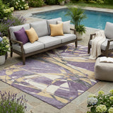 5' X 8' Plum And Purple Abstract Washable Indoor Outdoor Area Rug