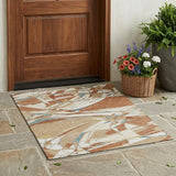 3' X 5' Rust And Orange Abstract Washable Indoor Outdoor Area Rug