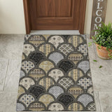 3' X 5' Black And Graphite Geometric Washable Indoor Outdoor Area Rug