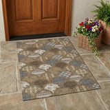3' X 5' Chocolate And Brown Geometric Washable Indoor Outdoor Area Rug