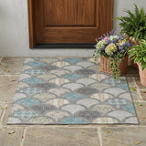 3' X 5' Gray And Silver Geometric Washable Indoor Outdoor Area Rug