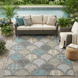 5' X 8' Gray And Silver Geometric Washable Indoor Outdoor Area Rug