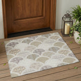 3' X 5' Ivory And Silver Geometric Washable Indoor Outdoor Area Rug