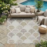 5' X 8' Ivory And Silver Geometric Washable Indoor Outdoor Area Rug