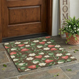 3' X 5' Chocolate And Brown Floral Washable Indoor Outdoor Area Rug