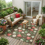5' X 8' Chocolate And Brown Floral Washable Indoor Outdoor Area Rug