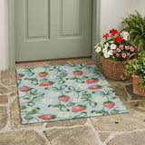 3' X 5' Sky Blue And Blue Floral Washable Indoor Outdoor Area Rug