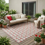 5' X 8' Blush And Pink Floral Washable Indoor Outdoor Area Rug