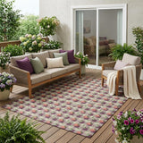 5' X 8' Eggplant And Purple Floral Washable Indoor Outdoor Area Rug